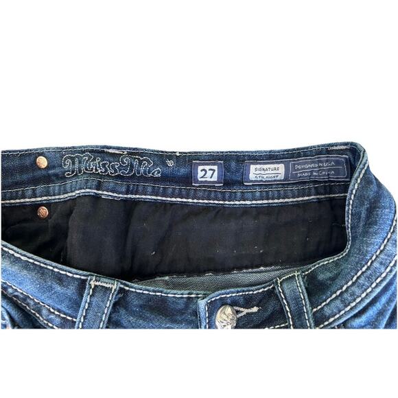 Miss Me Women’s Embellished Sequin Signature Straight Blue Denim Jeans 27x33.5 - Picture 3 of 8